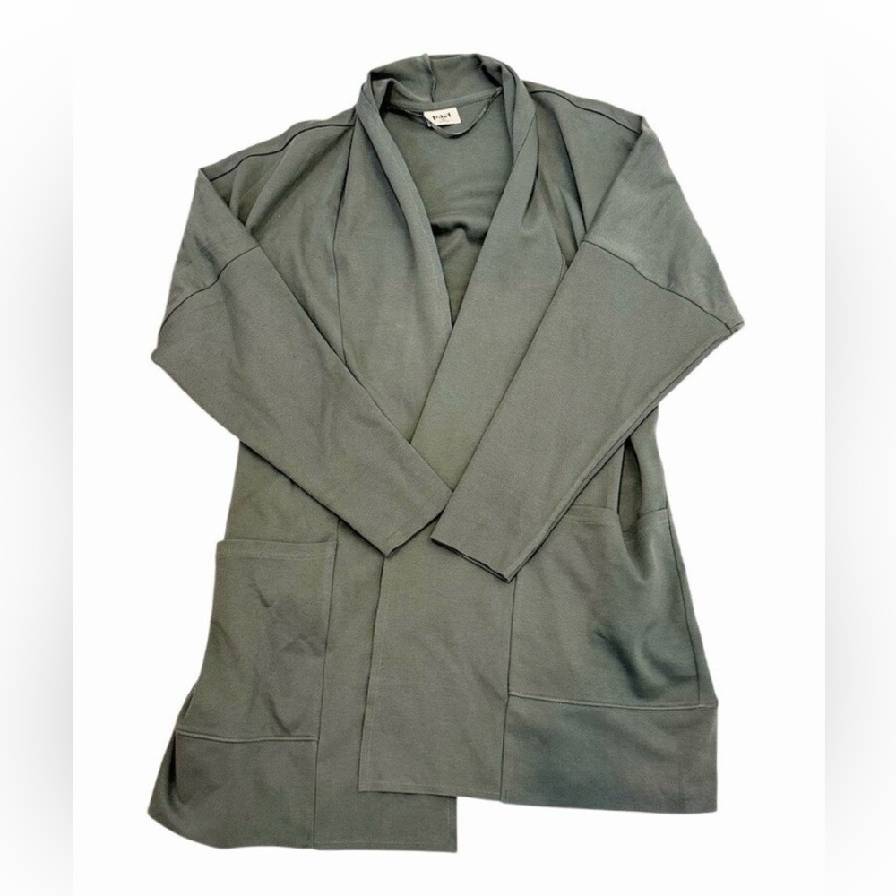 Pact Organic Cotton Olive Green Airplane Wrap Cardigan with pockets XS Like New